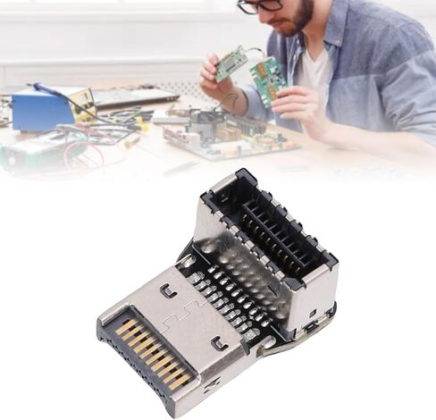 محول USB من النوع E بزاوية قائمة، محول رأس USB3.1 من النوع E، محول رأس مرفق التوجيه 90 درجة للوحة الأم للكمبيوتر باللون الأسود (PH76EE-B) in Kuwait