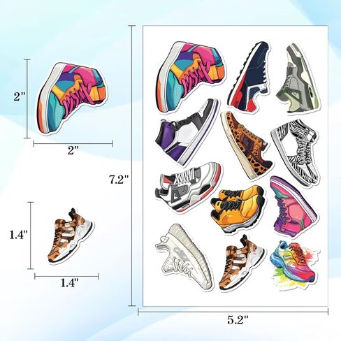 100pcs Sneaker Stickers – Colorful Shoe Decals for Sneakerheads, Laptop, Water Bottle, Skateboard, Luggage – Cool Vinyl Sneaker Sticker Set for Teens & Adults, Waterproof, Trendy Shoe Lover in Saudi Arabia
