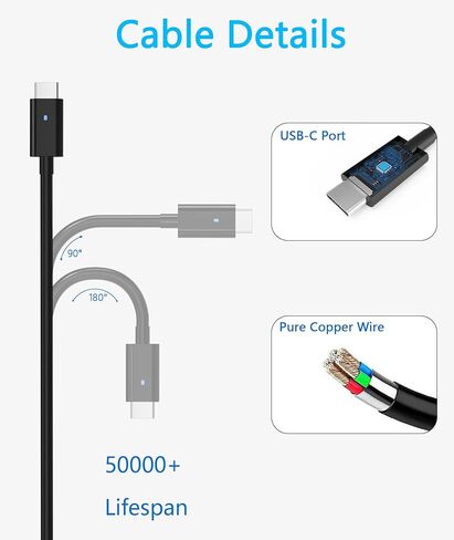 شاحن USB C 130 واط 100 واط 65 واط متوافق مع Dell 14 16 Premium DA14250 DA16250، Pro 13 14 Premium PA14250 PA13250، Pro Max 14 16 Premium MA14250 MA16250 - محول طاقة تيار متردد من النوع C in Kuwait