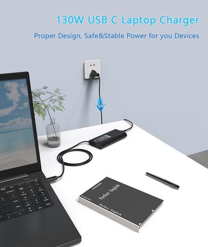 شاحن USB C 130 واط 100 واط 65 واط متوافق مع Dell 14 16 Premium DA14250 DA16250، Pro 13 14 Premium PA14250 PA13250، Pro Max 14 16 Premium MA14250 MA16250 - محول طاقة تيار متردد من النوع C in Kuwait