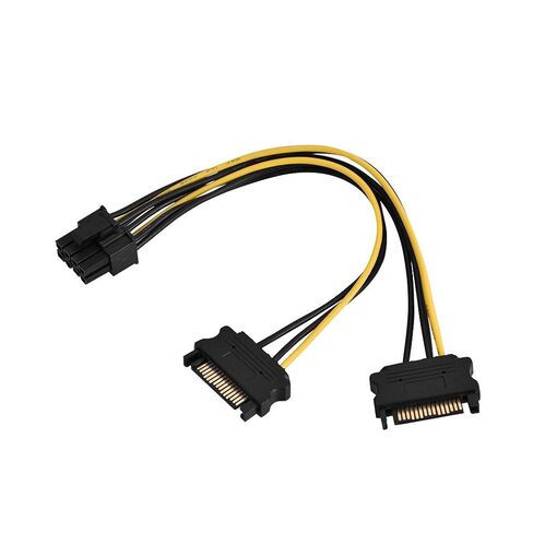 كابل محول الطاقة SATA إلى PCIE عالي الجودة محول 15Pin ذكر إلى 8Pin أنثى لإمداد طاقة بطاقة الفيديو ترقية ملحقات الكمبيوتر ذات النقل العالي الحالي (Dual SATA 0.2m) in Saudi Arabia