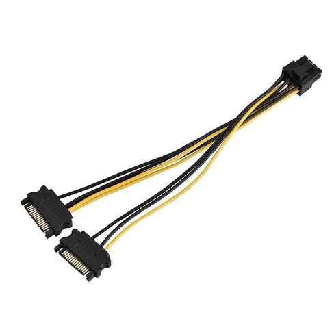 كابل محول الطاقة SATA إلى PCIE عالي الجودة محول 15Pin ذكر إلى 8Pin أنثى لإمداد طاقة بطاقة الفيديو ترقية ملحقات الكمبيوتر ذات النقل العالي الحالي (Dual SATA 0.2m) in Saudi Arabia