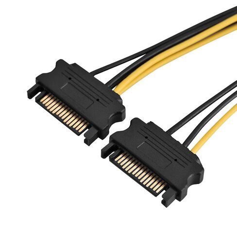 كابل محول الطاقة SATA إلى PCIE عالي الجودة محول 15Pin ذكر إلى 8Pin أنثى لإمداد طاقة بطاقة الفيديو ترقية ملحقات الكمبيوتر ذات النقل العالي الحالي (Dual SATA 0.2m) in Saudi Arabia