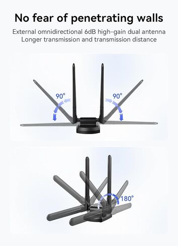 محول واي فاي AXE5400 ثلاثي النطاق واي فاي 6E USB للكمبيوتر المكتبي والكمبيوتر المحمول، هوائي عالي الكسب 6dBi، بدون سائق، USB 3.0، أمان WPA3، MU-MIMO، تبديد الحرارة، يدعم لعبة Esport، Windows 11/10 in Kuwait