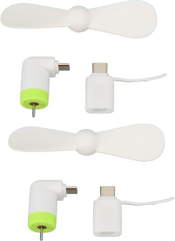 مروحة الهاتف الذكي CHICIRIS Mini 2 في 1 متوافقة مع واجهات Micro USB من النوع C، أبيض ناعم in Kuwait