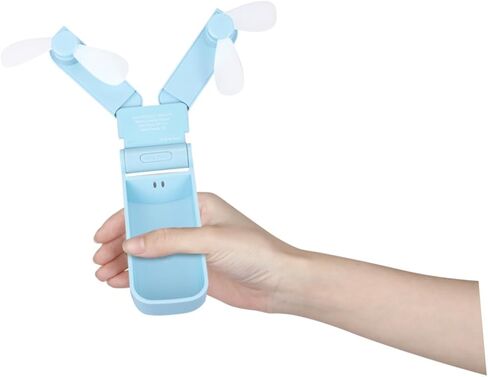TEHAUX Double-headed USB Mini Folding Fan Portable Rechargeable Air Cooling Fan for Travel Outdoor Desk Use Small Handheld Sky Blue USB Desk in Saudi Arabia