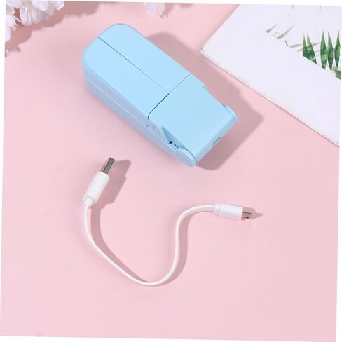 TEHAUX Double-headed USB Mini Folding Fan Portable Rechargeable Air Cooling Fan for Travel Outdoor Desk Use Small Handheld Sky Blue USB Desk in Saudi Arabia