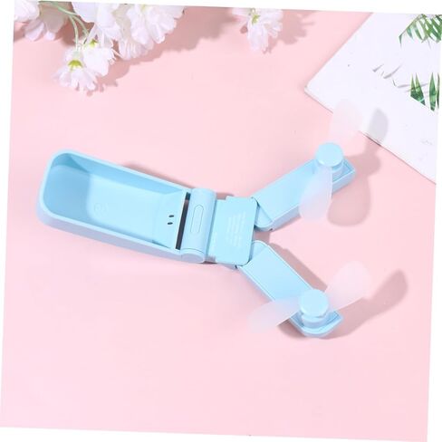 TEHAUX Double-headed USB Mini Folding Fan Portable Rechargeable Air Cooling Fan for Travel Outdoor Desk Use Small Handheld Sky Blue USB Desk in Saudi Arabia