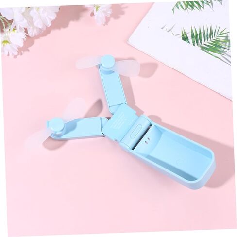 TEHAUX Double-headed USB Mini Folding Fan Portable Rechargeable Air Cooling Fan for Travel Outdoor Desk Use Small Handheld Sky Blue USB Desk in Saudi Arabia