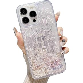 حافظة iFiLOVE لهاتف iPhone 17 Pro Max Bling Liquid Castle للألعاب النارية، حافظة واقية فاخرة ورائعة متدفقة لامعة ومضادة للصدمات للفتيات والنساء والأطفال (وردي) in Kuwait