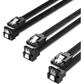 3PACK SATA Cable III 3 Pack 90 Degree Straight to Right Angle 6Gbps HDD SDD SATA Data Cable with Locking Latch 50cm 18 Inch for SATA HDD, SSD, CD Driver, CD Writer in Saudi Arabia