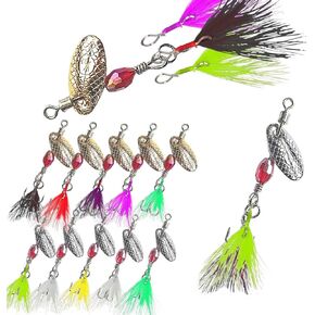 مجموعة طعوم صيد سمك السلمون المرقط من أبودا، 10 طعوم دوارة مع 16 ذيول ديك قابلة للربط في 8 ألوان، طُعم صيد سمك السلمون المرقط والكرابي in Kuwait