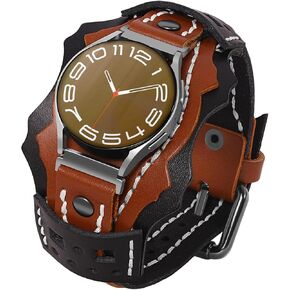 VIQIV Leather Band Compatible with Samsung Galaxy Watch 7/6/5/4/FE Active 2 40mm 44mm/Watch 4 6 Classic 43mm 47mm 42mm 46mm/Watch 5 Pro 45mm Bands Men, Two-Tone Gothic Biker Sport Leather Strap Women in Kuwait