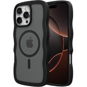 حافظة هاتف ZTOFERA لهاتف iPhone 16 Pro Max متوافقة مع MagSafe، إطار مموج مجعد وظهر صلب شفاف غير لامع، غطاء هاتف مغناطيسي ناعم من السيليكون مقاوم للصدمات - أحمر خمري in Kuwait