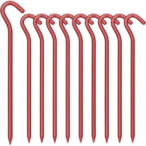 Hikemax 7075 Aluminum Tent Stakes 20 Pack - Ultralight 7 Inch Hook Tent Pegs with Carrying Pouch - Made for Camping Trip, Hiking and Gardening in Saudi Arabia