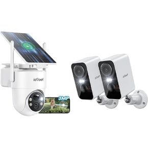 ieGeek Solar Security Camera Wireless Outdoor – 2K 3MP WiFi Camera with Removable Solar Panel, Long Battery Life, 360° Pan Tilt, Color Night Vision, AI Detection, 2-Way Audio, IP65 for Home Security in Kuwait