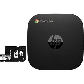 كمبيوتر سطح المكتب HP Chromebox G4 Mini (Intel Celeron 7305، 64GB DDR4، 64GB eMMC SSD، Intel UHD Graphics، 65W PSU، WiFi 6E، Bluetooth 5.3، RJ-45، 2 HDMI، نظام تشغيل Chrome) مع بطاقة microSDXC بسعة 128 جيجابايت in Kuwait