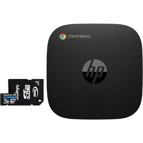 كمبيوتر سطح المكتب HP Chromebox G4 Mini (Intel Celeron 7305، 4GB DDR4، 64GB eMMC SSD، Intel UHD Graphics، 65W PSU، WiFi 6E، Bluetooth 5.3، RJ-45، 2 HDMI، نظام تشغيل Chrome) مع بطاقة microSDXC بسعة 256 جيجابايت in Kuwait