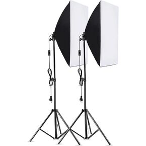 2x50x70cm Softbox Kit with 2x2M Tripod Stands - Ideal for Live Streaming and Photography in Kuwait