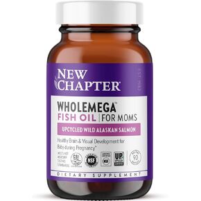 New Chapter Wholemega for Moms Fish Oil Supplement - Prenatal DHA with Omega-3 + Vitamin D3 for Prenatal & Postnatal Support - 90 ct, 500mg Softgels in Saudi Arabia