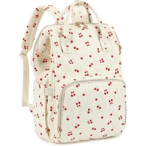 Corduroy Diaper Bag Backpack for Mom, Large Capacity Travel Nappy Bag for Baby Girls & Boys with Stroller Straps (Corduroy Bow Tie Black) in Saudi Arabia