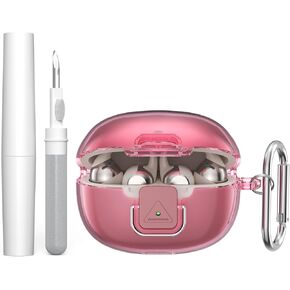 Double Security Lock Case Cover for SHOKZ OpenDots ONE-Open-Ear Headphones with Keychain&Cleaning Pen kit,Shockproof Clear TPU Protective Case for SHOKZ OpenDots ONE Earbuds Charging Case (Clear Pink) in Kuwait
