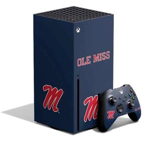 غلاف Skinit المخصص للألعاب المتوافق مع حزمة Xbox Series X - تصميم مرخص رسميًا من جامعة ميسيسيبي Ole Miss Blue in Kuwait