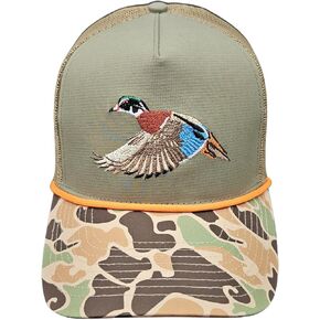 Adjustable Snapback Rope Hat/Embroidered Duck, Fish, Antler, Bear, or Fishing Pole Logos w/Camo Brim in Saudi Arabia