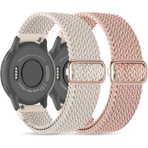 أحزمة ساعة من النايلون المضفر مقاس 18 ملم متوافقة مع Garmin Venu 3S/Venu 4 41mm/Venu 2S/Vivoactive 4S/Vivomove 3S/Forerunner 255S 265S للنساء والرجال (عبوة من قطعتين) in Kuwait