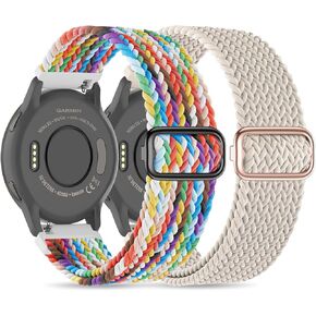 أحزمة ساعة من النايلون المضفر مقاس 18 ملم متوافقة مع Garmin Venu 3S/Venu 4 41mm/Venu 2S/Vivoactive 4S/Vivomove 3S/Forerunner 255S 265S للنساء والرجال (عبوة من قطعتين) in Kuwait