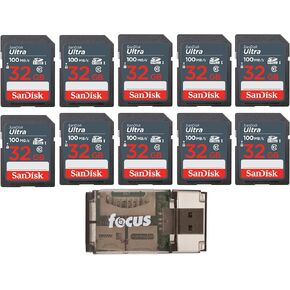 SanDisk 32GB Ultra SDHC UHS-I Memory Card (10-Pack) Bundle with High Speed USB Card Reader (11 Items) in Kuwait