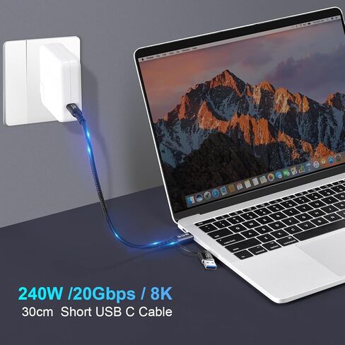USB C Cable,USbC 3.2 Gen 2X2 20Gbps,Multi Functional 2in1 USB A to Type C 8K@60Hz UHD Video 5A/240W PD3.1 Fast Charge Cord Compatible with Thunderbolt 3/4 MacBook Pro Samsung (USB C 100CM) in Saudi Arabia