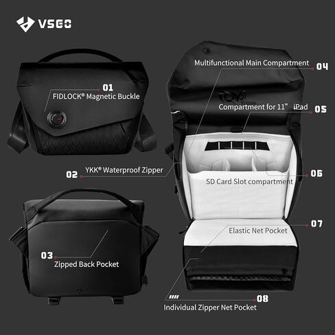 VSGO 6L Waterproof Camera Sling Bag, Single-Shoulder Messenger Bag for DSLR/SLR Cameras, Daily Commute, and Drone Photography in Saudi Arabia