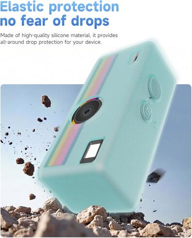 حافظة من السيليكون لملحقات الصندوق الرقمي لسلسلة المفاتيح Kodak CHARMERA، حافظة واقية من السيليكون الناعم، تأتي مع واقيات الشاشة وحزام المعصم - أخضر مضيء in Kuwait