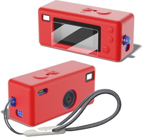 حافظة من السيليكون لملحقات الصندوق الرقمي لسلسلة المفاتيح Kodak CHARMERA، حافظة واقية من السيليكون الناعم، تأتي مع واقيات الشاشة وحزام المعصم - أخضر مضيء in Kuwait