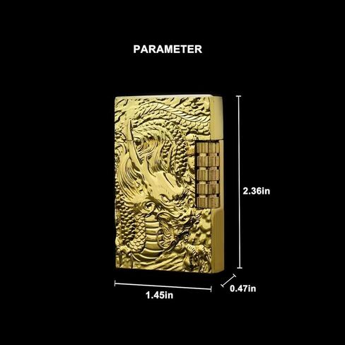 Dragon Relief Design, Side Wheel Frosted Lighter, refillable Butane, Soft Flame Lighter, flip, Outdoor, Camping, Men's Gift（Free of Butane Gas） Sliver in Saudi Arabia