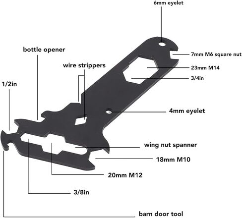 DTY Multitool، فولاذ 14 في 1 أدوات حفر منفصلة بما في ذلك أداة فتح زجاجات أسلاك صواميل الجناح لسفن السيارات RV، أسود in Kuwait