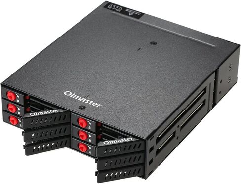 Brrnoo 6 خلجان لوحة الكترونية معززة متنقلة 2.5 بوصة HDD SSD القرص الصلب رف مبادلة ساخنة مع قفل مفتاح مروحة التبريد نقل 6 جيجابت في الثانية للكمبيوتر الشخصي 5.25 Drive Bay المتحمسين لتخزين البيانات in Saudi Arabia