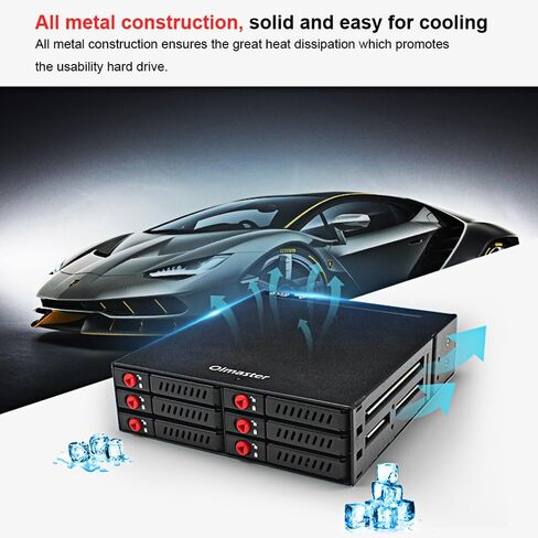 Brrnoo 6 خلجان لوحة الكترونية معززة متنقلة 2.5 بوصة HDD SSD القرص الصلب رف مبادلة ساخنة مع قفل مفتاح مروحة التبريد نقل 6 جيجابت في الثانية للكمبيوتر الشخصي 5.25 Drive Bay المتحمسين لتخزين البيانات in Saudi Arabia
