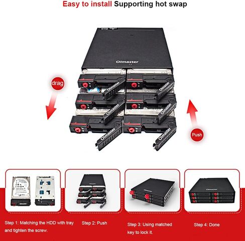 Brrnoo 6 خلجان لوحة الكترونية معززة متنقلة 2.5 بوصة HDD SSD القرص الصلب رف مبادلة ساخنة مع قفل مفتاح مروحة التبريد نقل 6 جيجابت في الثانية للكمبيوتر الشخصي 5.25 Drive Bay المتحمسين لتخزين البيانات in Saudi Arabia