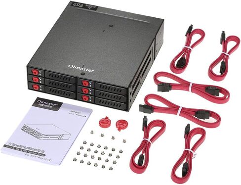 Brrnoo 6 خلجان لوحة الكترونية معززة متنقلة 2.5 بوصة HDD SSD القرص الصلب رف مبادلة ساخنة مع قفل مفتاح مروحة التبريد نقل 6 جيجابت في الثانية للكمبيوتر الشخصي 5.25 Drive Bay المتحمسين لتخزين البيانات in Saudi Arabia