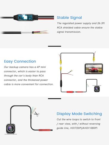 كاميرا احتياطية للسيارة Redmaple، زاوية معدنية واسعة AHD 1080P، مجال رؤية 170 درجة، رؤية ليلية، كاميرا عكسية مقاومة للماء IP69 للسيارة SUV RV مع تركيب على السطح in Kuwait