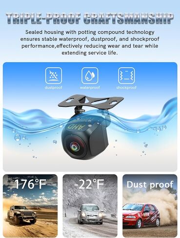 كاميرا احتياطية للسيارة Redmaple، زاوية معدنية واسعة AHD 1080P، مجال رؤية 170 درجة، رؤية ليلية، كاميرا عكسية مقاومة للماء IP69 للسيارة SUV RV مع تركيب على السطح in Kuwait