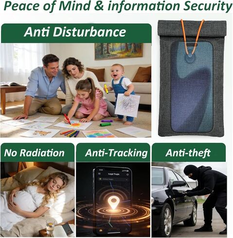 حقائب فاراداي للهواتف وسلاسل المفاتيح، عبوة من قطعتين لحجب الإشارة مع حماية RFID/NFC/GPS/WiFi/الخلية، وحقيبة خصوصية مضادة للتتبع للدخول بدون مفتاح للسيارة - حجم كبير يناسب جميع الهواتف الذكية in Kuwait