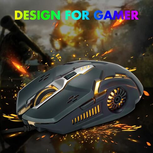 CHONCHOW Silent Click Mouse، ماوس ألعاب سلكي، 6 أزرار، 4 DPI قابلة للتعديل حتى 3200 DPI، إضاءة RGB، متوافقة مع أجهزة الكمبيوتر/الكمبيوتر المحمول/Mac، ماوس سلكي يستخدم للألعاب والمكاتب (أبيض) in Saudi Arabia