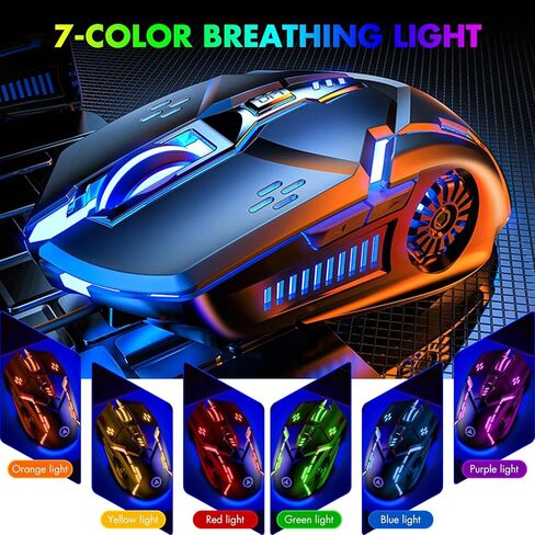 CHONCHOW Silent Click Mouse، ماوس ألعاب سلكي، 6 أزرار، 4 DPI قابلة للتعديل حتى 3200 DPI، إضاءة RGB، متوافقة مع أجهزة الكمبيوتر/الكمبيوتر المحمول/Mac، ماوس سلكي يستخدم للألعاب والمكاتب (أبيض) in Saudi Arabia