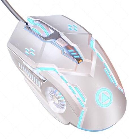 CHONCHOW Silent Click Mouse، ماوس ألعاب سلكي، 6 أزرار، 4 DPI قابلة للتعديل حتى 3200 DPI، إضاءة RGB، متوافقة مع أجهزة الكمبيوتر/الكمبيوتر المحمول/Mac، ماوس سلكي يستخدم للألعاب والمكاتب (أبيض) in Saudi Arabia