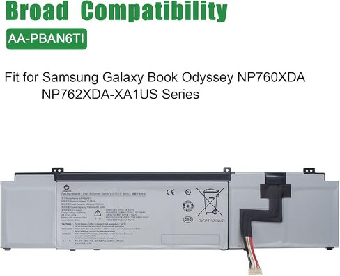 AA-PBAN6TI Laptop Battery Replacement for Samsung Galaxy Book Odyssey NP760XDA NP762XDA-XA1US Series Notebook Black 11.58V 83.14Wh 7180mAh in Saudi Arabia