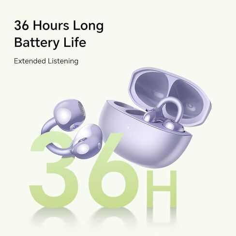 مشبك سماعات أذن HONOR Choice، سماعات رأس بلوتوث 36 ساعة، سماعات أذن مفتوحة بخاصية إلغاء الضوضاء، سماعة بلوتوث 5.3 مع ميكروفون، سماعات أذن لاسلكية IP54، أرجواني in Kuwait