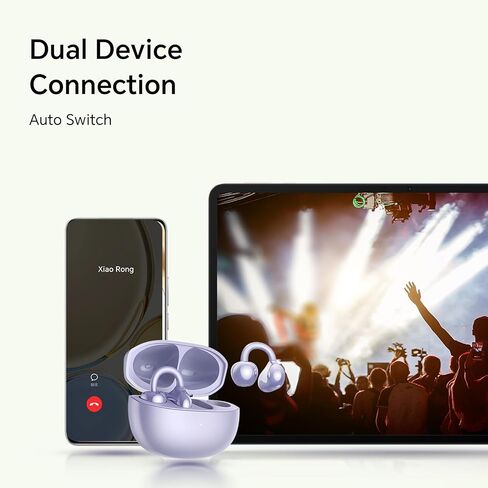 مشبك سماعات أذن HONOR Choice، سماعات رأس بلوتوث 36 ساعة، سماعات أذن مفتوحة بخاصية إلغاء الضوضاء، سماعة بلوتوث 5.3 مع ميكروفون، سماعات أذن لاسلكية IP54، أرجواني in Kuwait